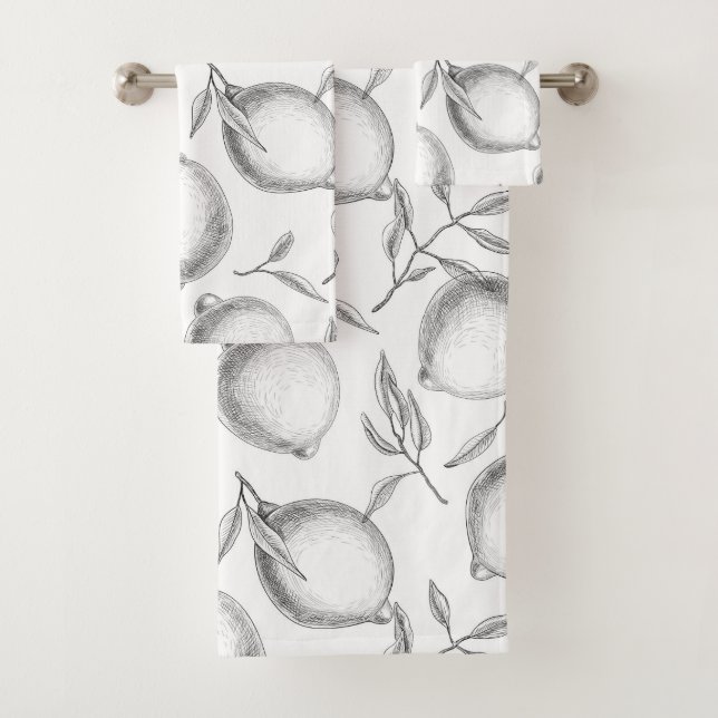 Hand drawn Lemon pattern Bath Towel Set (Insitu)