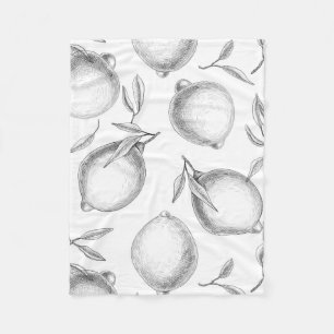 Hand drawn Lemon pattern Fleece Blanket