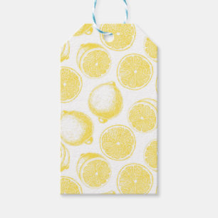 Hand drawn lemon pattern gift tags