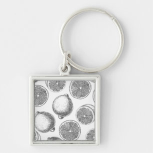 Hand drawn lemon pattern keychain