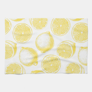 Hand drawn lemon pattern kitchen towel