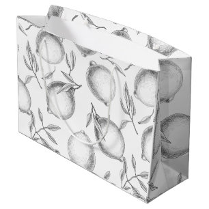 Hand drawn Lemon pattern Large Gift Bag