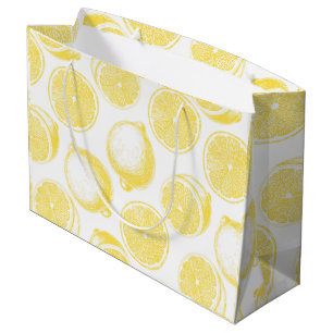 Hand drawn lemon pattern large gift bag