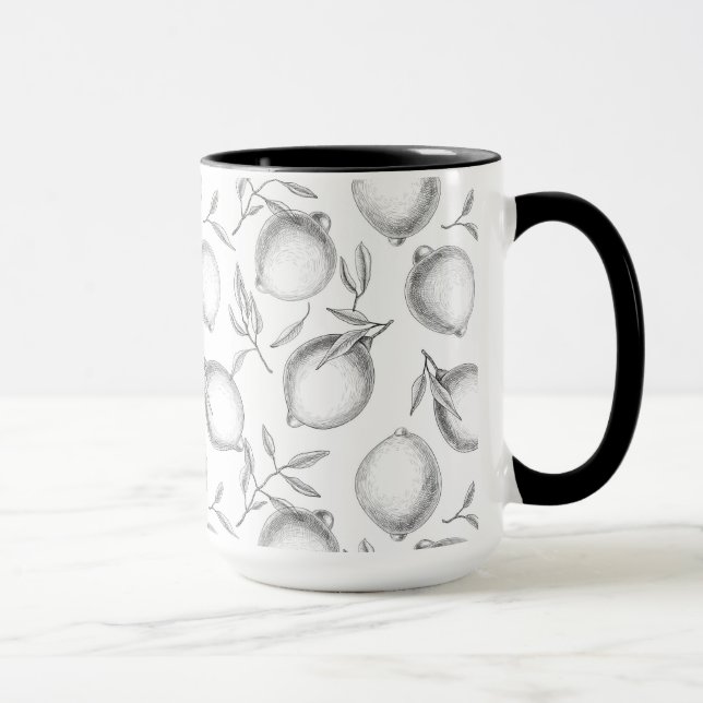 Hand drawn Lemon pattern Mug (Right)