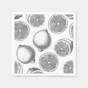 Hand drawn lemon pattern napkin