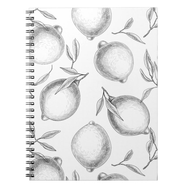 Hand drawn Lemon pattern Notebook (Front)