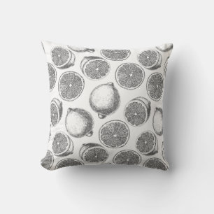 Hand drawn lemon pattern throw pillow