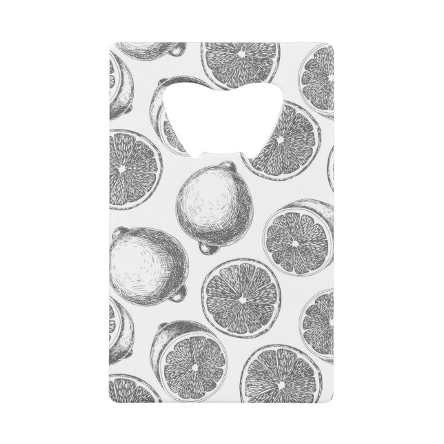 Hand drawn lemon pattern wallet bottle opener (Front)