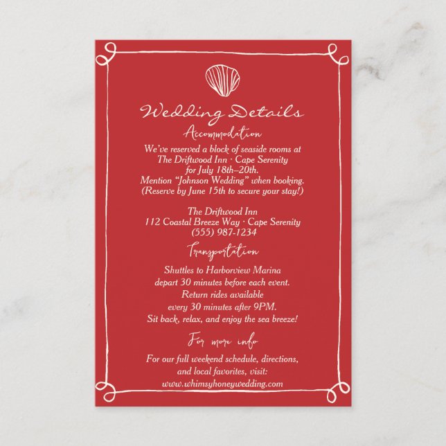 Hand Drawn Lemon Wedding Details & Direction Enclosure Card (Front)