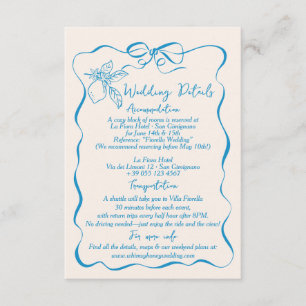 Hand Drawn Lemon Wedding Details Direction Enclosure Card