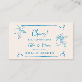 Hand Drawn Lemon Wedding Drink Ticket