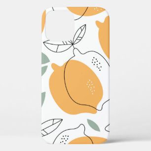 Hand drawn Lemons background. Seamless pattern wit iPhone 12 Case