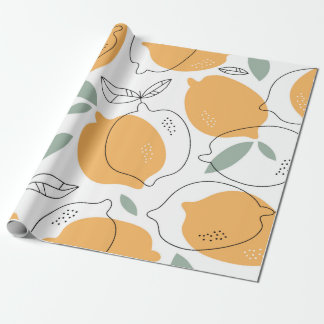 Hand drawn Lemons background. Seamless pattern wit Wrapping Paper