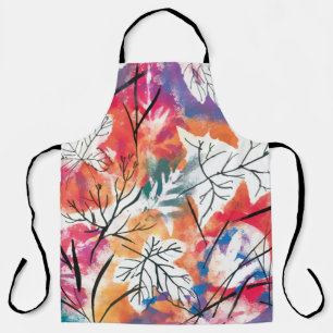 Hand Drawn Lemons, Blue Leaves Pattern. Apron