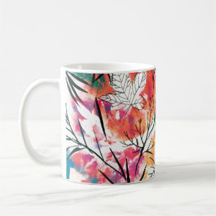 Hand Drawn Lemons, Blue Leaves Pattern. Coffee Mug