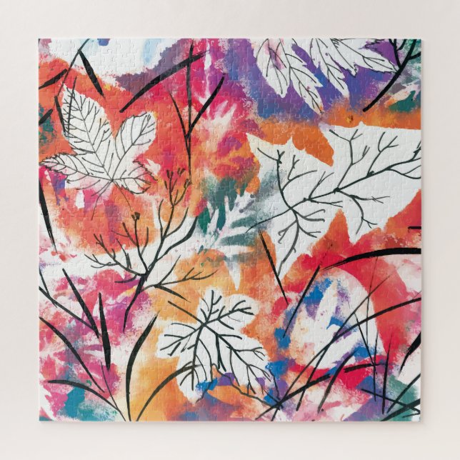 Hand Drawn Lemons, Blue Leaves Pattern. Jigsaw Puzzle (Vertical)