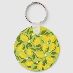 Hand Drawn Lemons Colourful Wallpaper Keychain