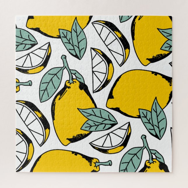 Hand drawn lemons, vibrant pattern. jigsaw puzzle (Vertical)