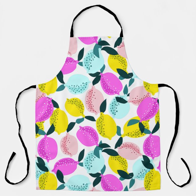 Hand Drawn Lemons Vintage Pattern Apron (Front)