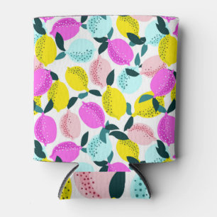 Hand Drawn Lemons Vintage Pattern Can Cooler
