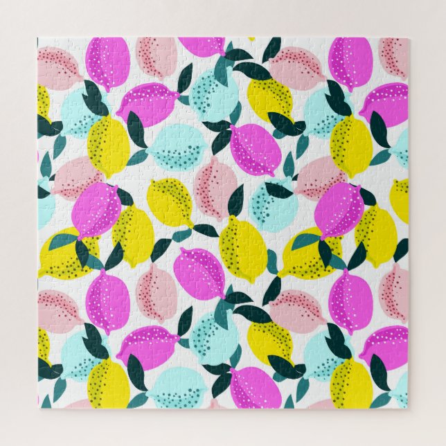 Hand Drawn Lemons Vintage Pattern Jigsaw Puzzle (Vertical)