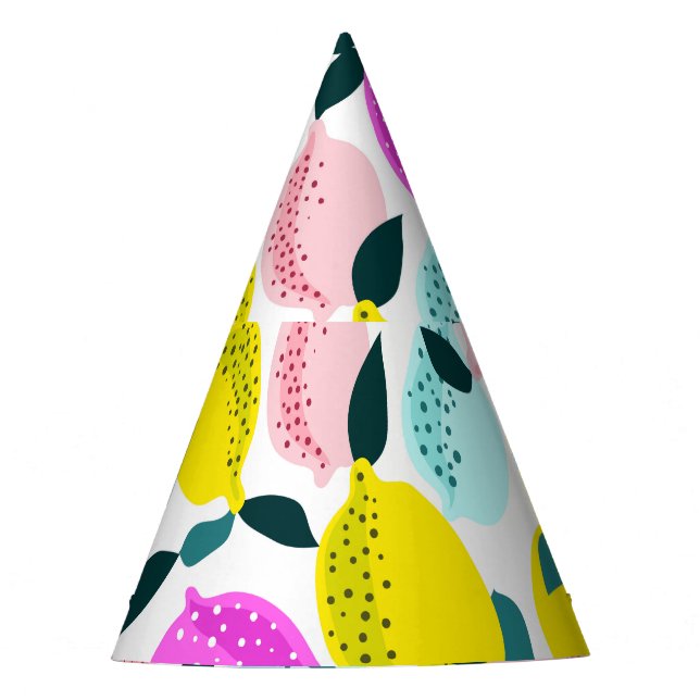 Hand Drawn Lemons Vintage Pattern Party Hat (Front)