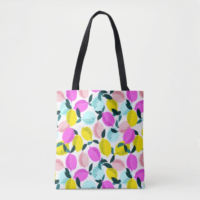 Hand Drawn Lemons Vintage Pattern Tote Bag (Front)