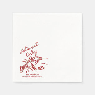 Hand Drawn Lets Get Cray Annual Crawfish Boil  Napkin
