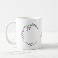 Hand Drawn Letter C Initial Monogram Vines Flowers