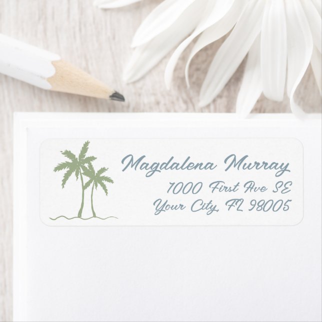 Hand Drawn Lettered Green Blue Tropical Palm Tree (Insitu)