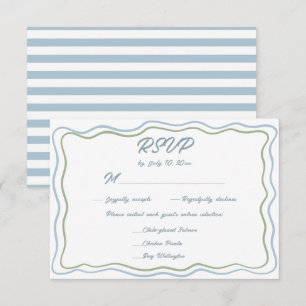 Hand Drawn Lettered Green Blue Wavy Frame Meal RSVP Card
