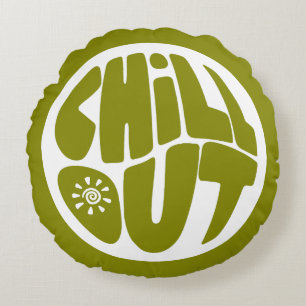 Hand drawn lettering phrase in the shape of a ball round pillow