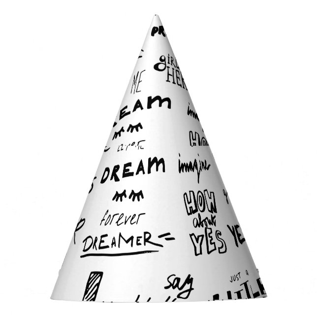 Hand-drawn lettering, typography doodle collection party hat (Front)
