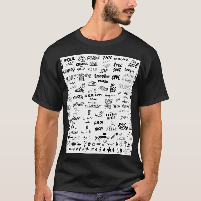 Hand-drawn lettering, typography doodle collection T-Shirt (Front)