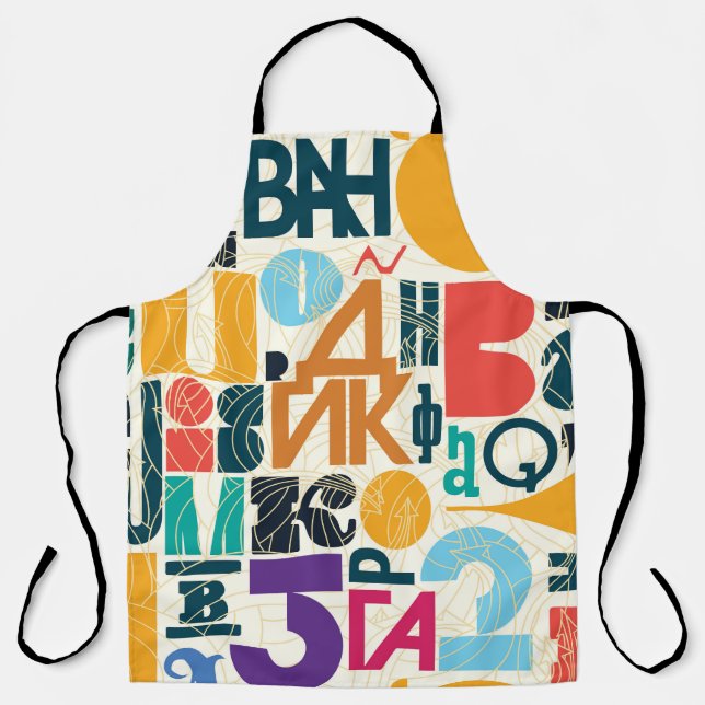 Hand-drawn letters: vintage seamless design. apron (Front)