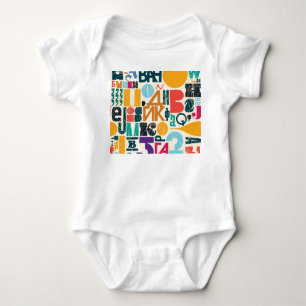 Hand-drawn letters: vintage seamless design. baby bodysuit