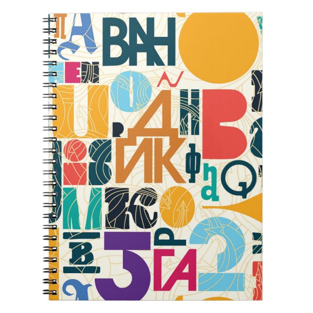 Hand-drawn letters: vintage seamless design. notebook (Front)