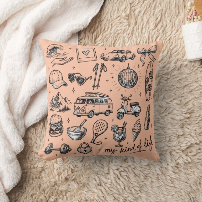 Hand Drawn Lifestyle Clipart Bundle,  Throw Pillow (Blanket)