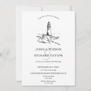 Hand Drawn Lighthouse Beach Venue Illustration Invitation