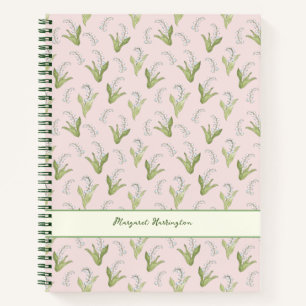 Hand-Drawn Lily of the Valley Elegant Blush Pink  Notebook
