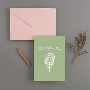 Hand drawn, Line Rose - Feel Better Soon Thank You Card