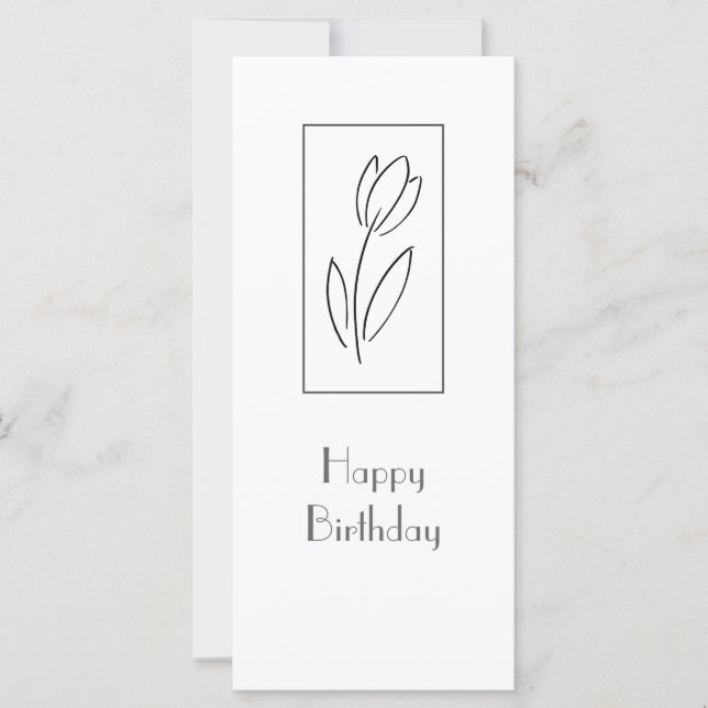Hand Drawn Linear Tulip Card (Front)