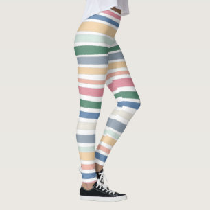 Hand Drawn Lines Colorful Striped Leggings