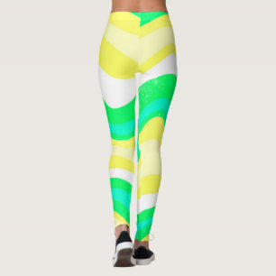 Hand Drawn Lines Colourful Striped Waves Leggings