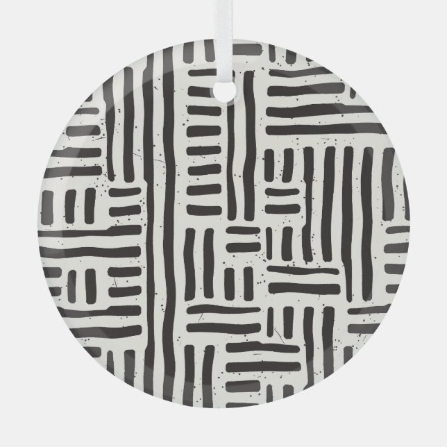 Hand-drawn lines, grungy seamless texture. glass ornament (Front)