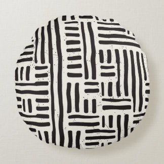 Hand-drawn lines, grungy seamless texture. round pillow