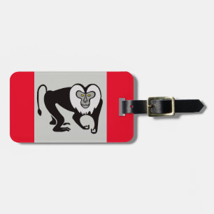 Hand drawn- Lion-tailed MACAQUE - Wildlife Red Luggage Tag