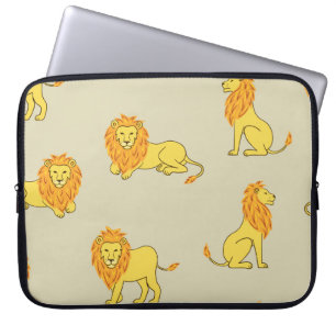 Hand-drawn lion: vintage pattern. laptop sleeve
