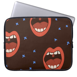 Hand-Drawn Lips: Cute Mouth Pattern. Laptop Sleeve