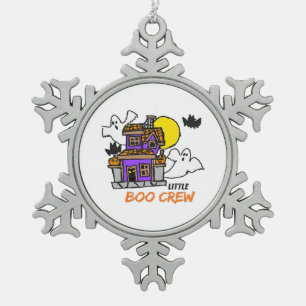 Hand Drawn Little Boo Crew Halloween Snowflake Pewter Christmas Ornament